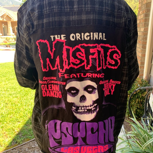 Misfits Flannel Shirt upcycled one of a kind size medium men's / unisex