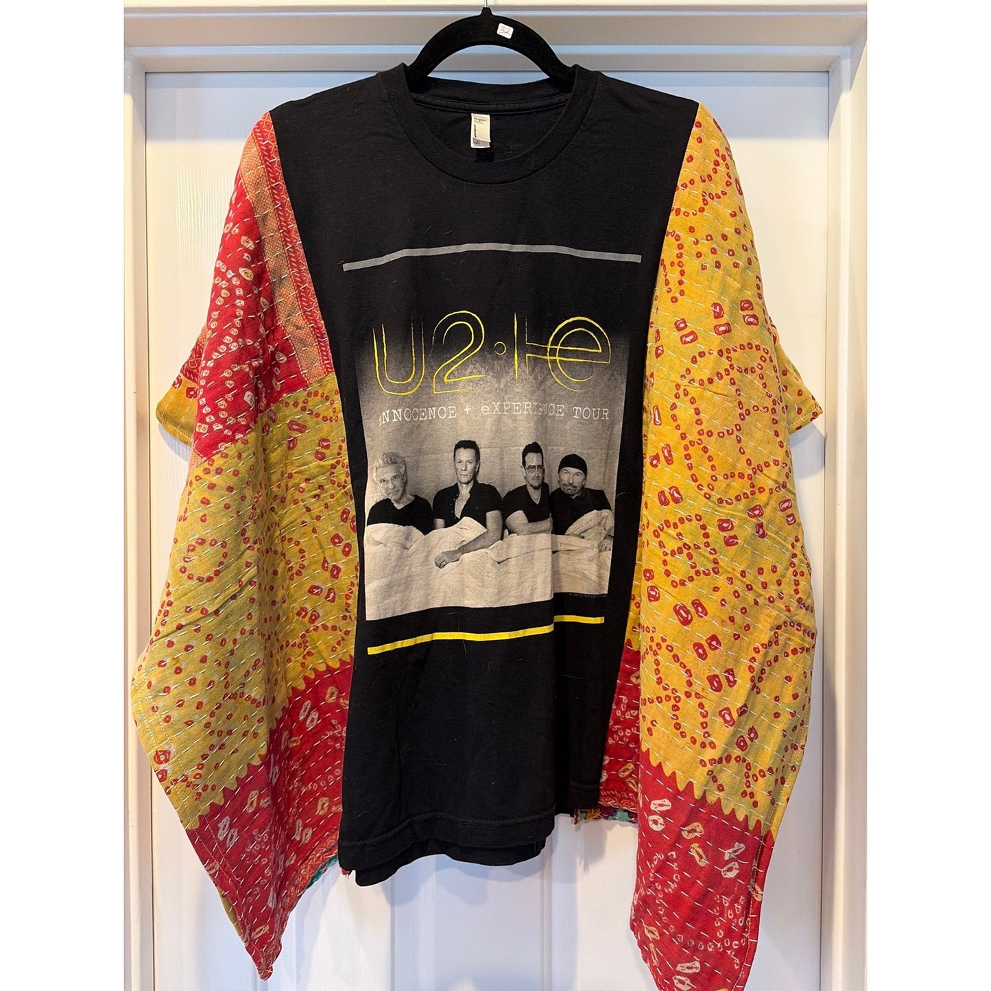 U2 Upcycled Kantha Tunic Top Shirt OS Handmade Boho