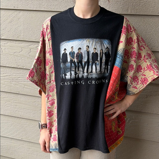 Casting Crowns Upcycled Kantha Tunic Top Shirt OS Handmade Bohemian Hippie