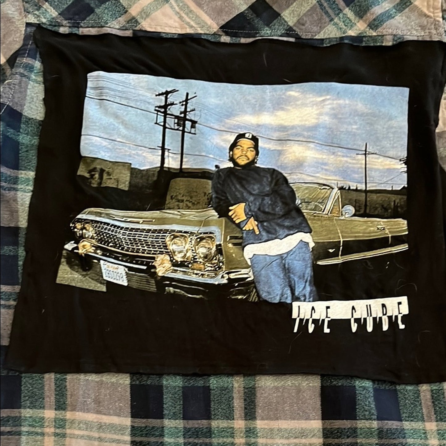 Ice Cube Flannel Shirt upcycled unisex Size XL