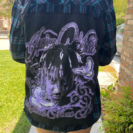 Juice World Upcycled Flannel Shirt Unisex Size Large L