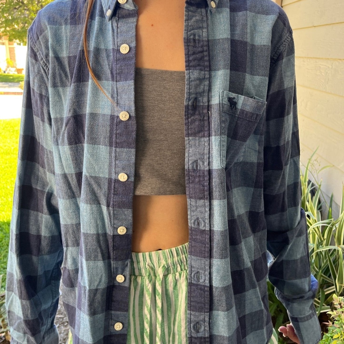 UCSD College Flannel Shirt upcycled one of a kind size Large