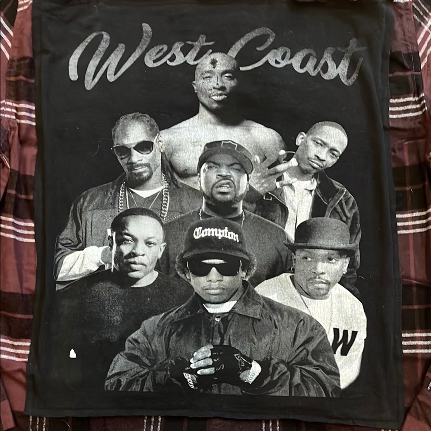 West Coast Rappers Flannel Shirt upcycled unisex size medium M