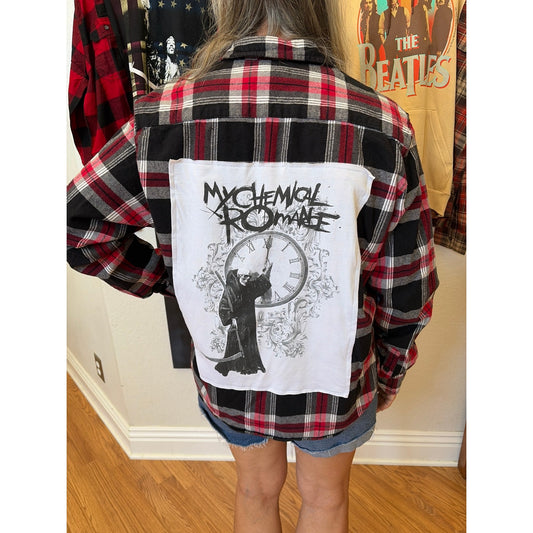 My Chemical Romance Upcycled Flannel Shirt Unisex XL X-large