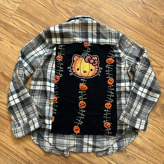 Hello Kitty Abercrombie & Fitch Halloween Flannel Shirt upcycled 7/8