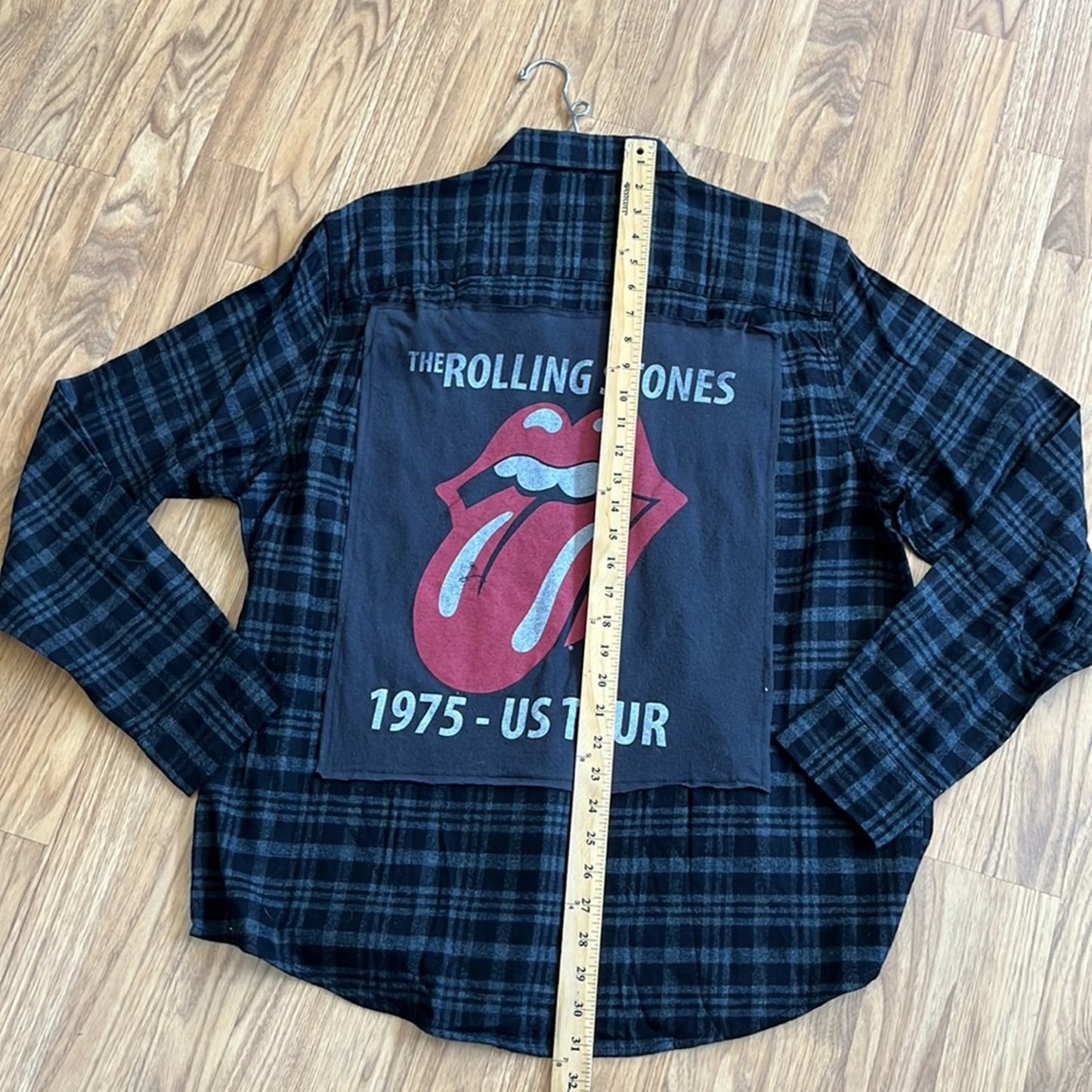 The Rolling Stones Flannel upcycled one of a kind size large men's / unisex