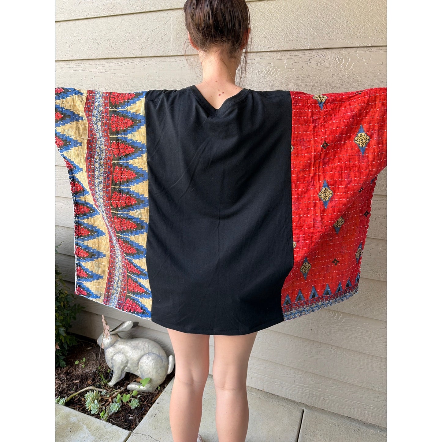 R.E.M. REM Upcycled Kantha Tunic Tops Shirt OS Handmade Boho