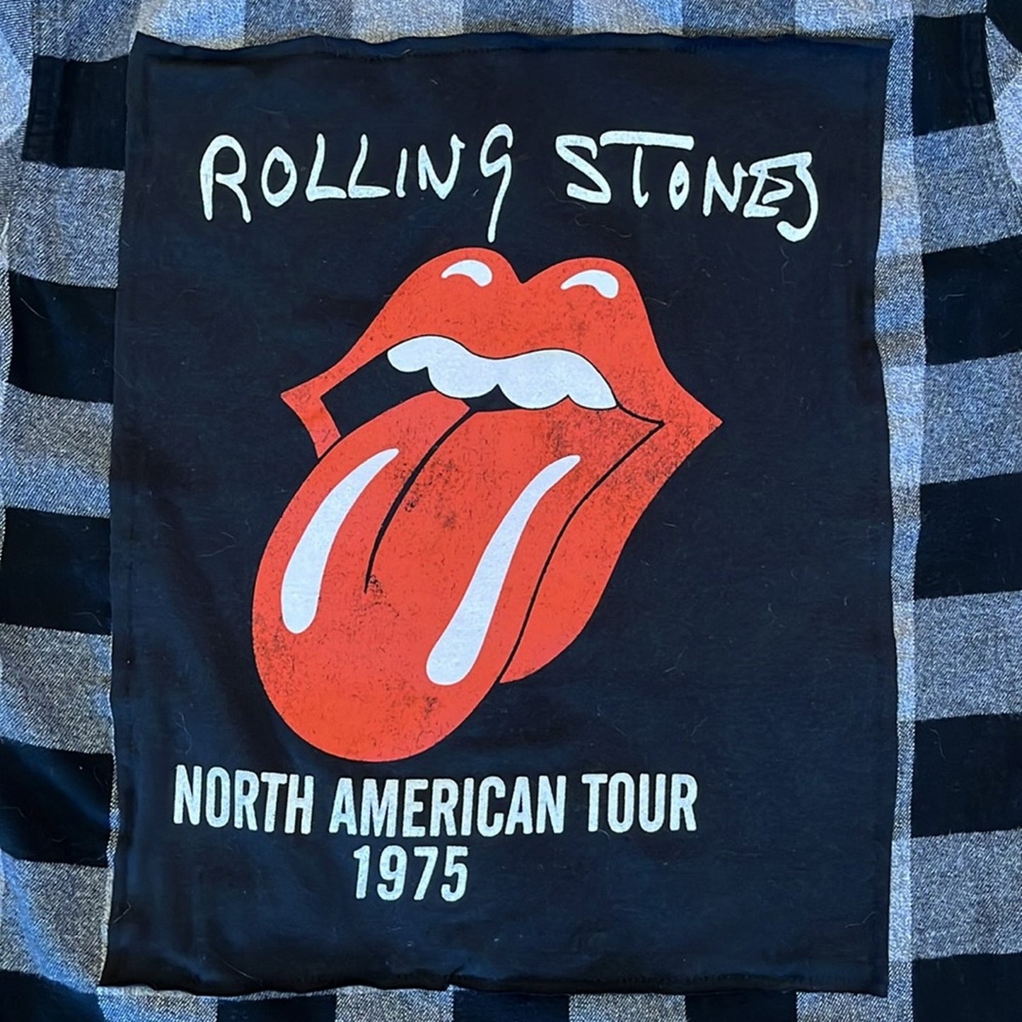 Rolling Stones Flannel Shirt upcycled unisex Size Small S