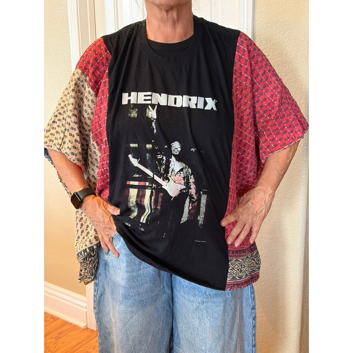 Jimi Hendrix Upcycled Kantha Tunic Top Shirt OS Handmade Bohemian Hippie