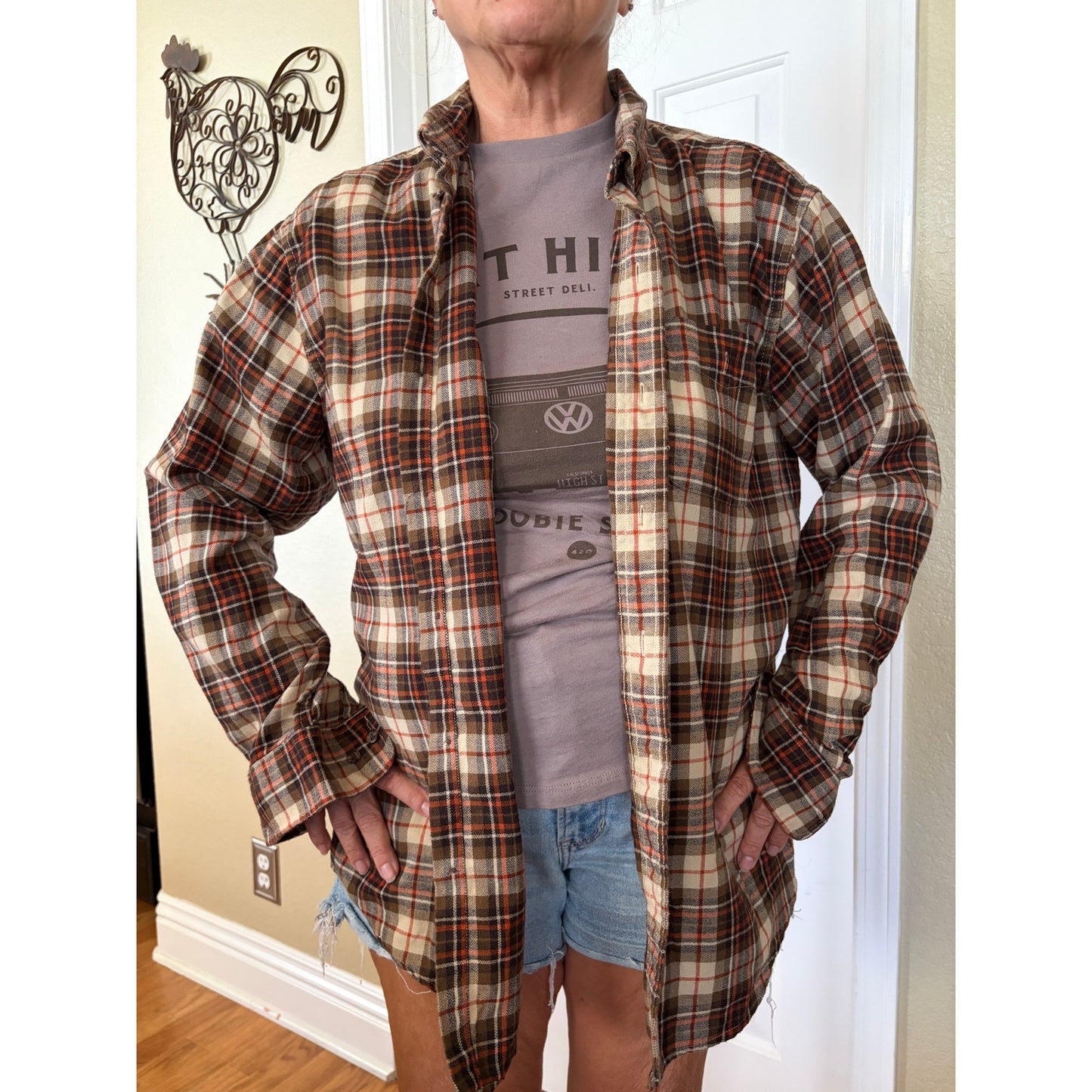 Cleveland Browns NFL Upcycled Flannel Shirt Unisex Size XL X-large