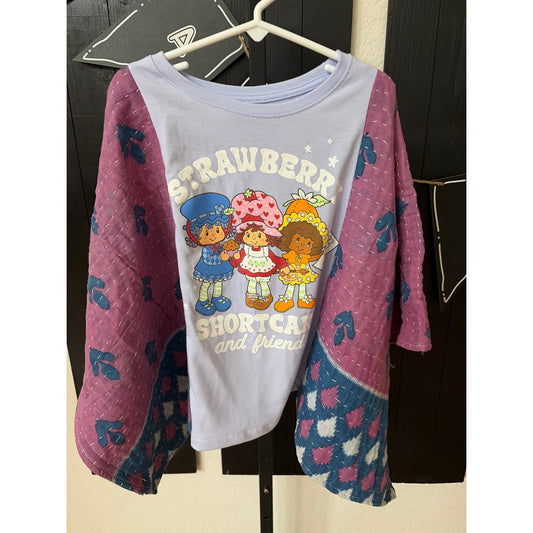 Strawberry Shortcake Upcycled Kid Kantha Tunic Top Shirt OS Boho