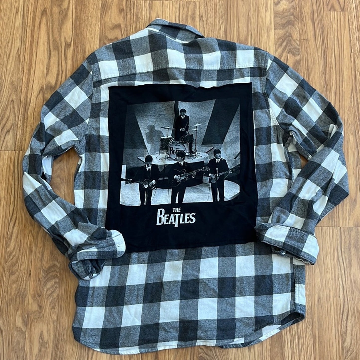 Beatles Flannel Shirt upcycled one of a kind unisex Medium M