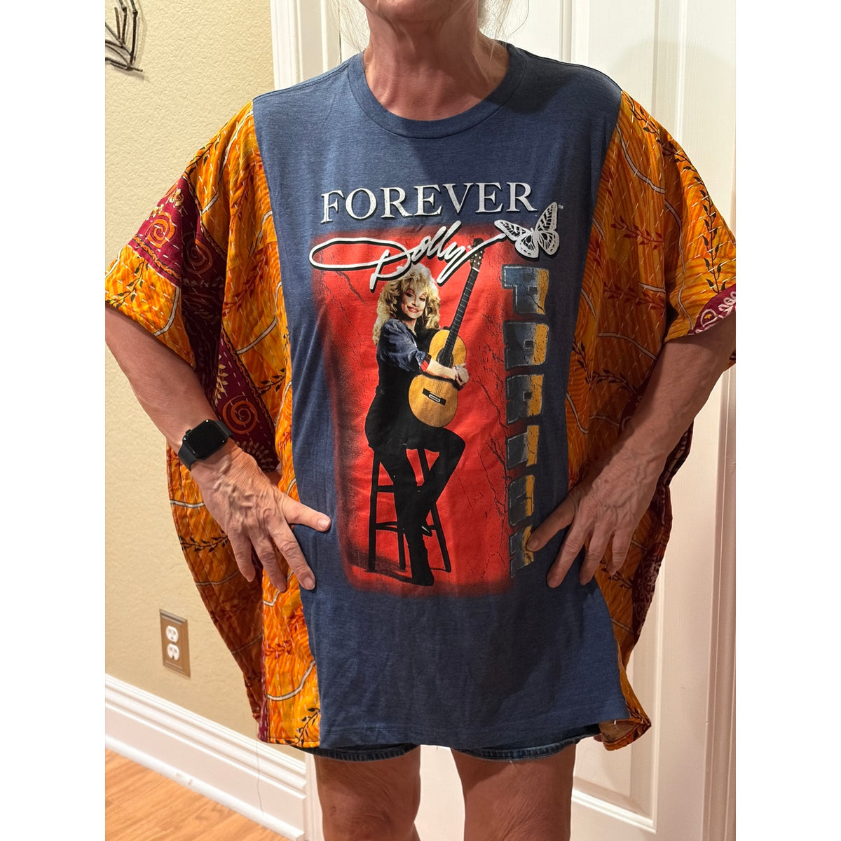 Dolly Parton Upcycled Kantha Tunic Top Shirt OS Handmade Boho