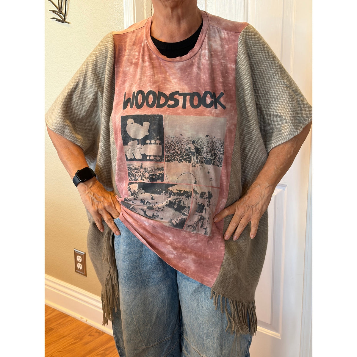 Woodstock Upcycled Tunic Top Shirt OS Bohemian Handmade