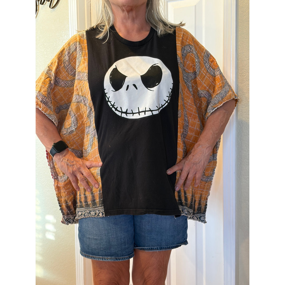 Nightmare Before Christmas Upcycled Kantha Tunic Top Shirt Boho