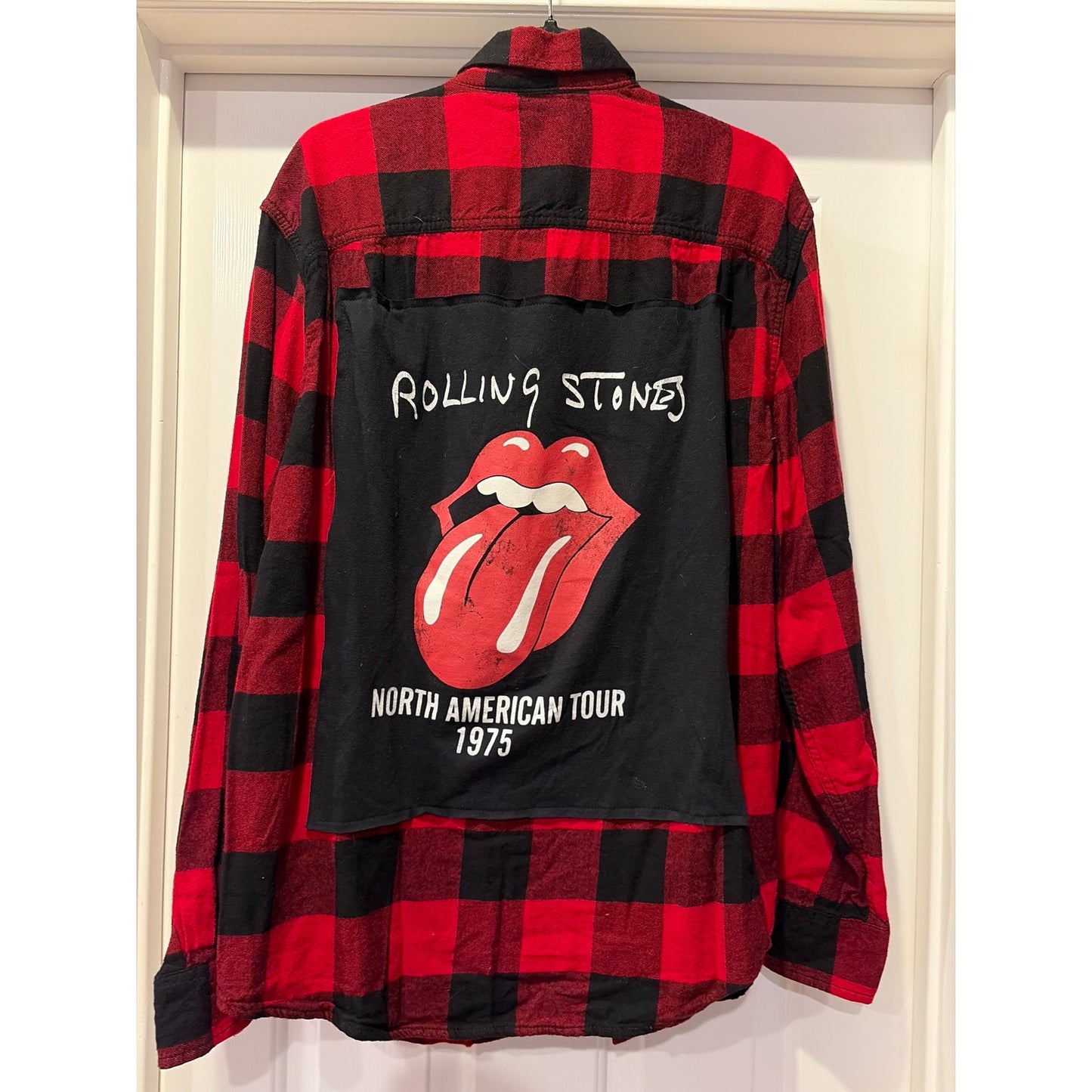 The Rolling Stones Upcycled Flannel shirt one of a kind unisex 2XL / XXL