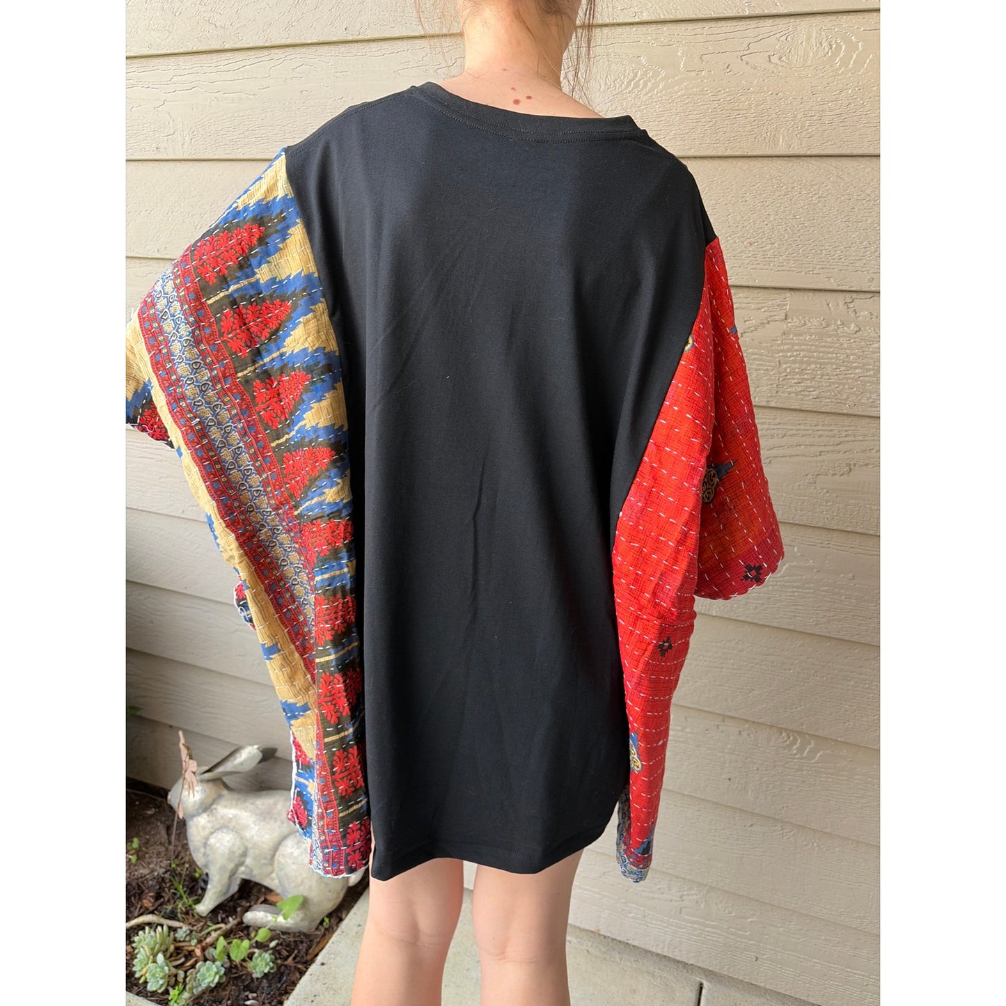 R.E.M. REM Upcycled Kantha Tunic Tops Shirt OS Handmade Boho