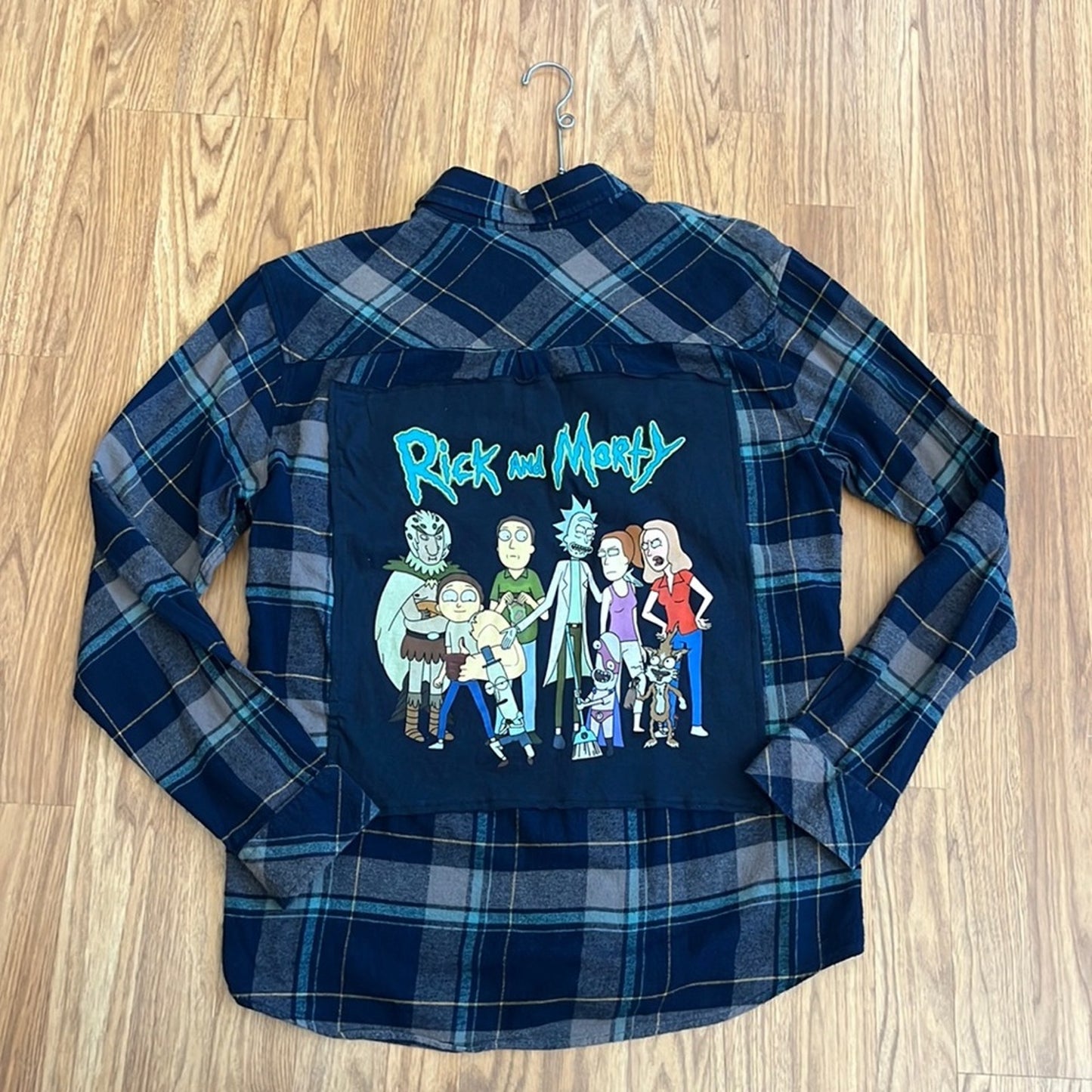 Rick and Morty Flannel Shirt upcycled one of a kind unisex Medium