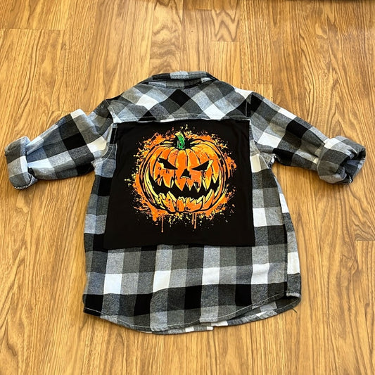 Halloween Pumpkin Flannel Shirt szie 5T unisex