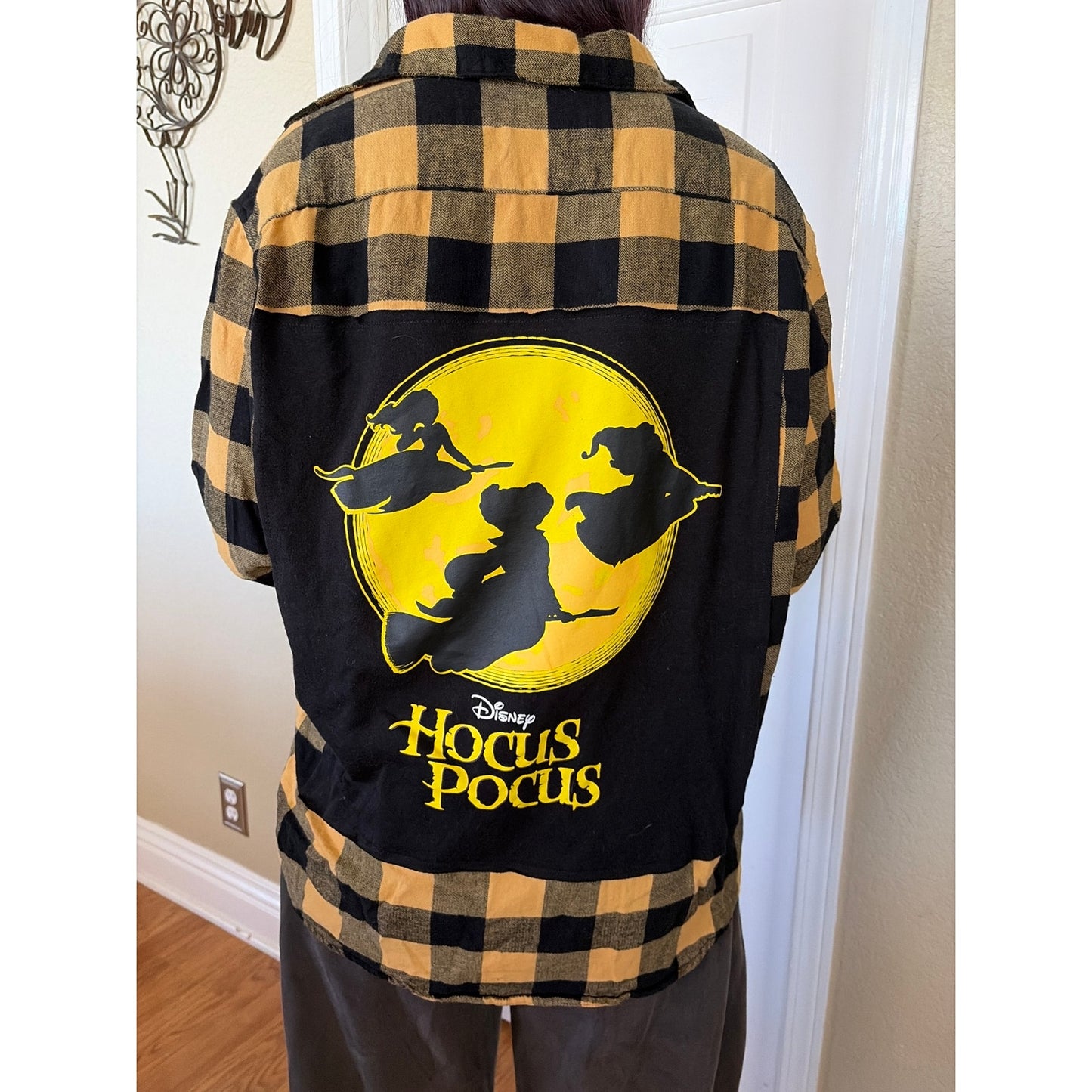 Hocus Pocus Halloween Upcycled Flannel Shirt Unisex Large L