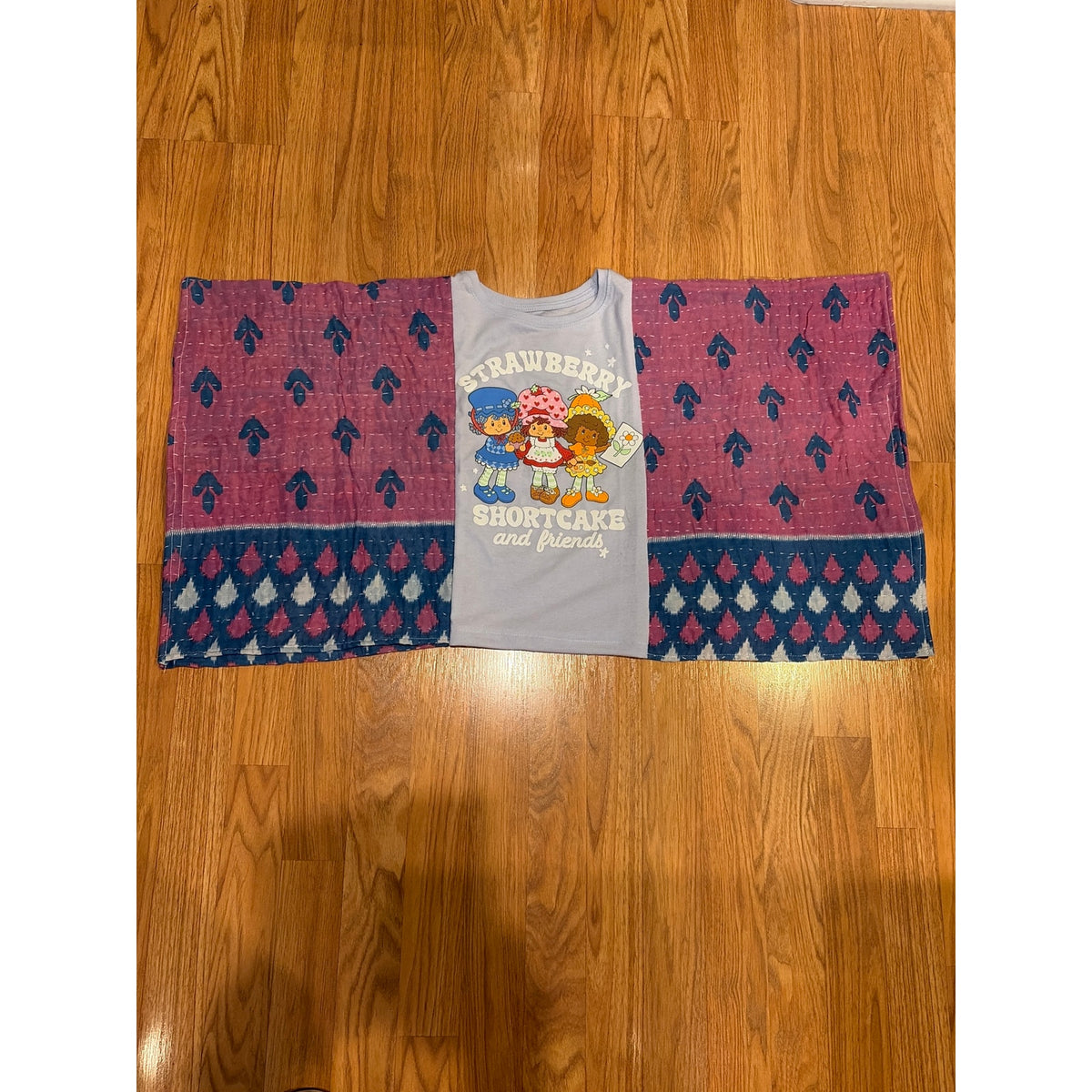 Strawberry Shortcake Upcycled Kid Kantha Tunic Top Shirt OS Boho