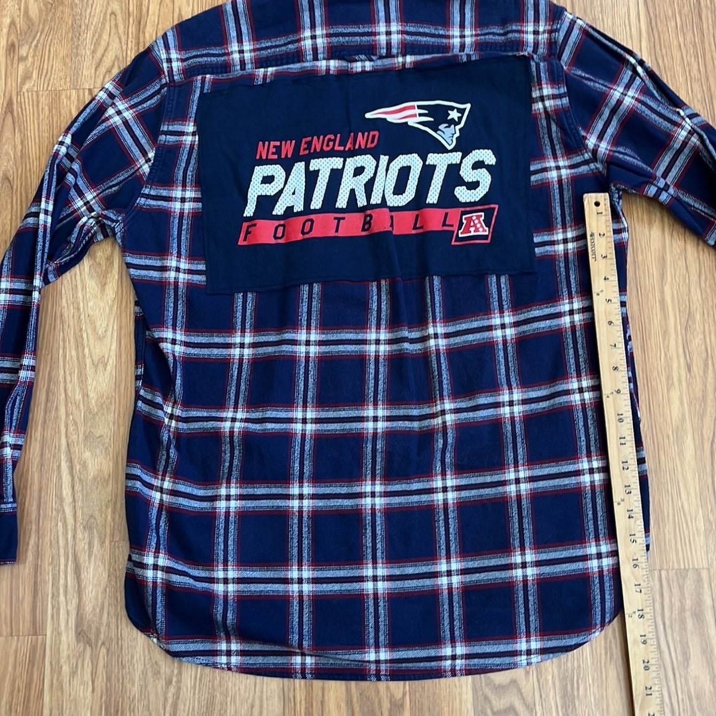 New England Patriots Flannel Shirt upcycled one of a kind size LT