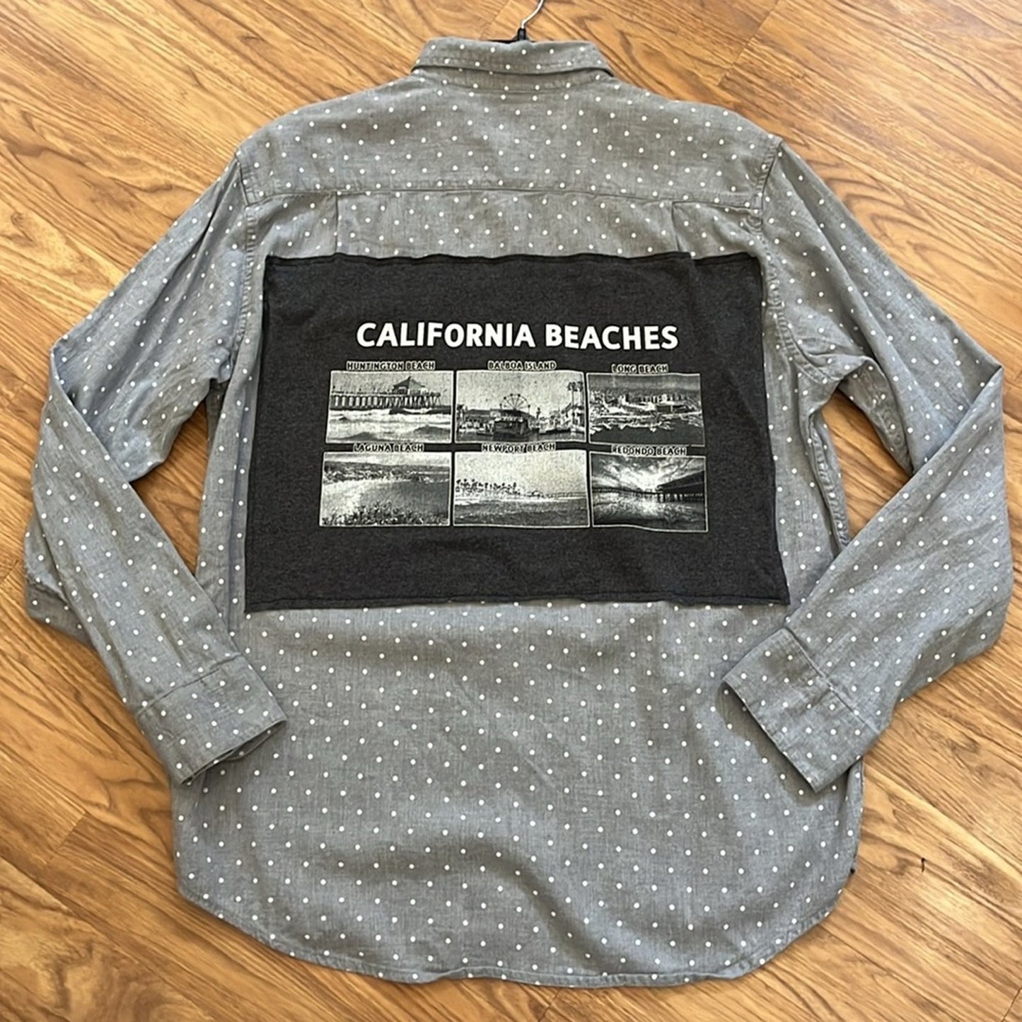 California Beaches Flannel Shirt upcycled unisex size  XL