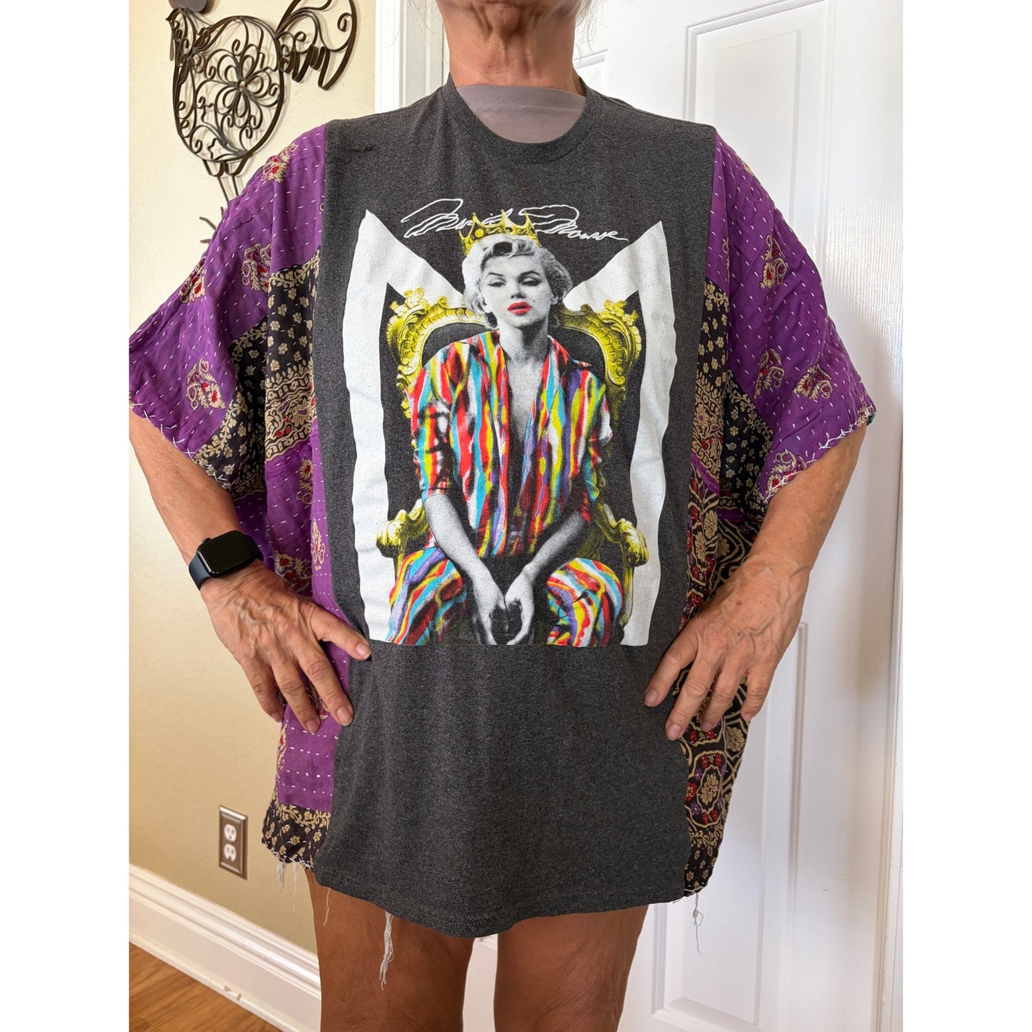 Marilyn Monroe Upcycled Kantha Tunic Top Shirt OS Handmade Boho