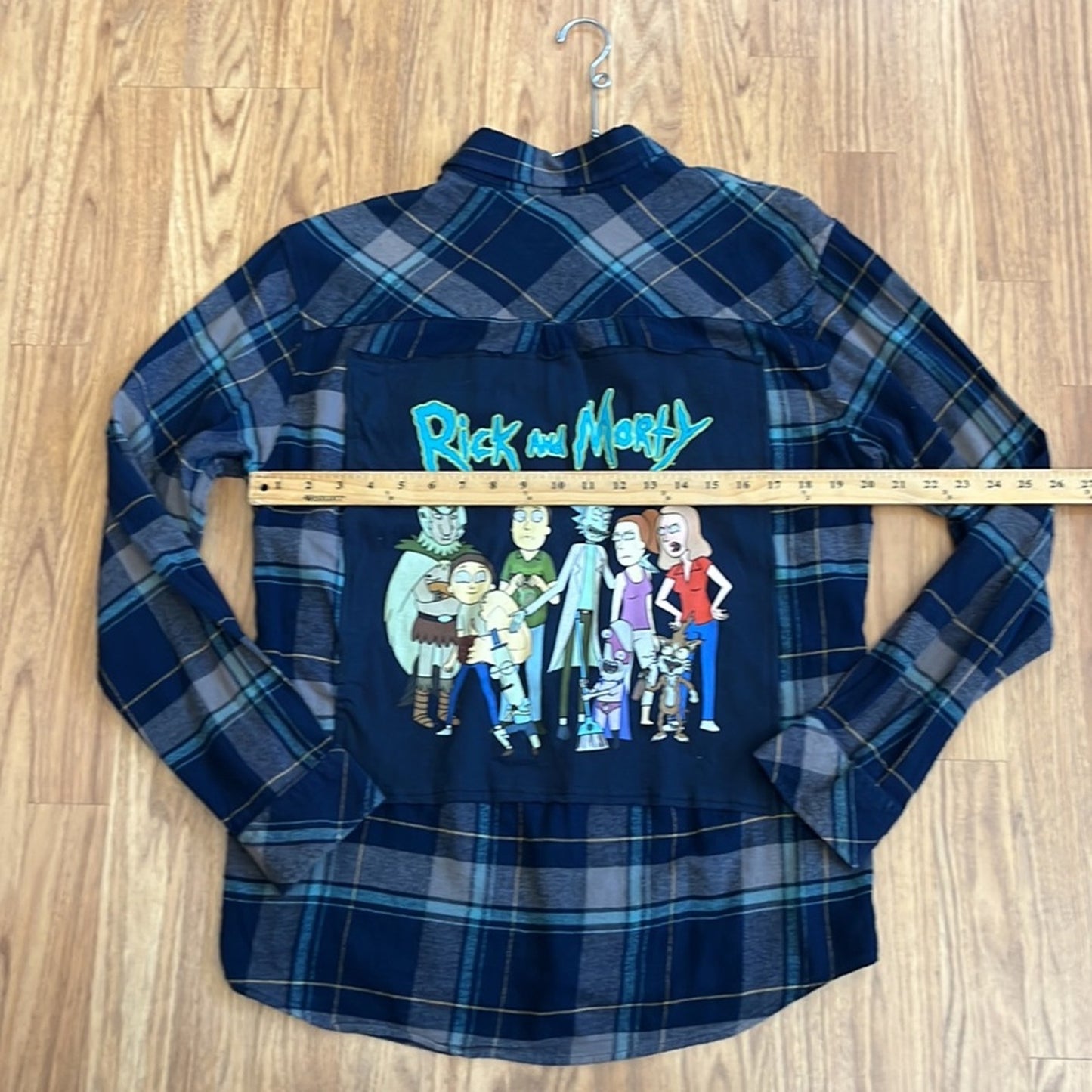 Rick and Morty Flannel Shirt upcycled one of a kind unisex Medium