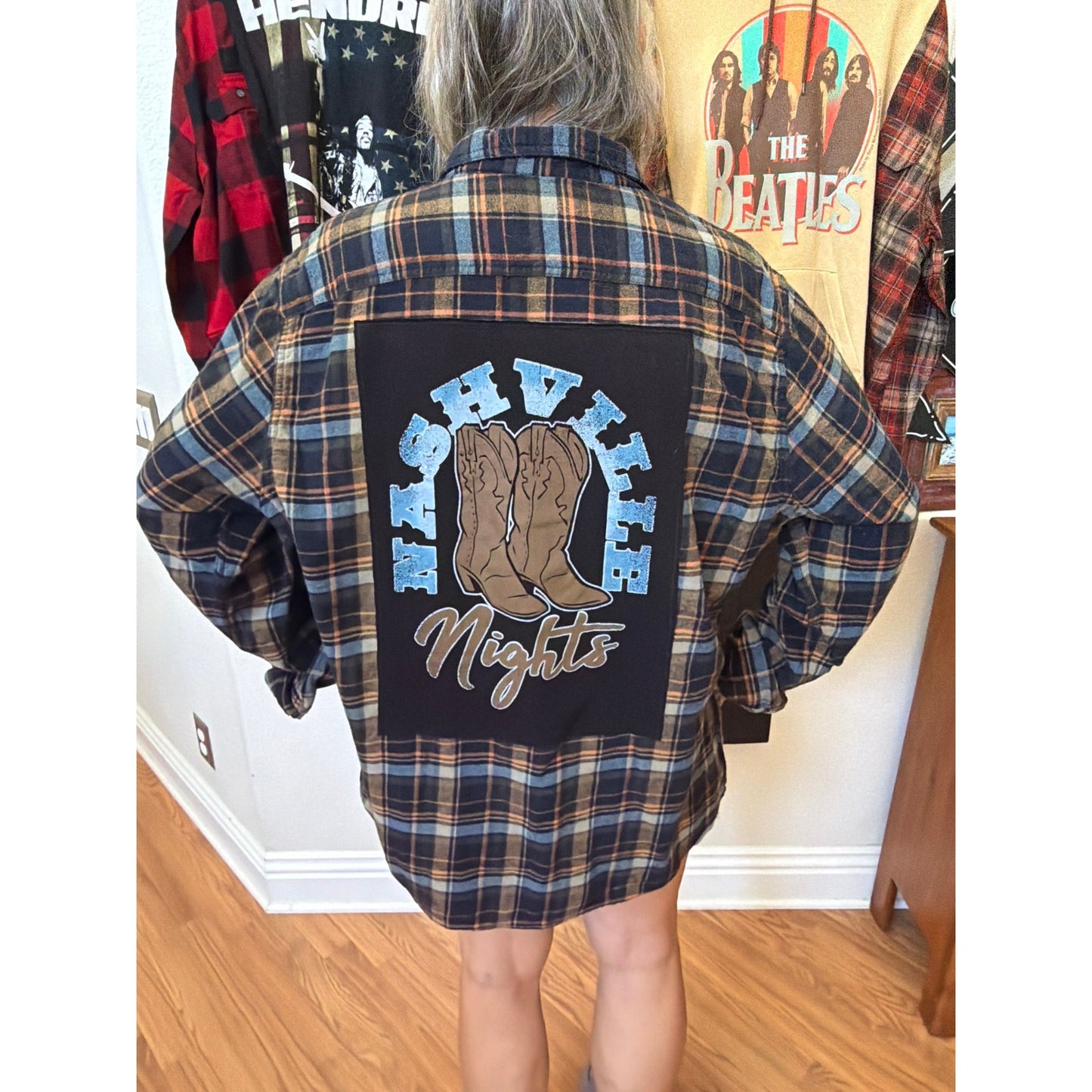 Nashville Nights Upcycled Flannel Shirt Unisex Size XXL