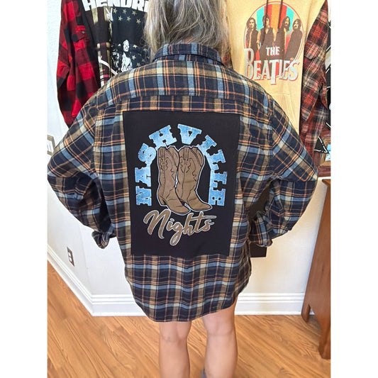 Nashville Nights Upcycled Flannel Shirt Unisex Size XXL