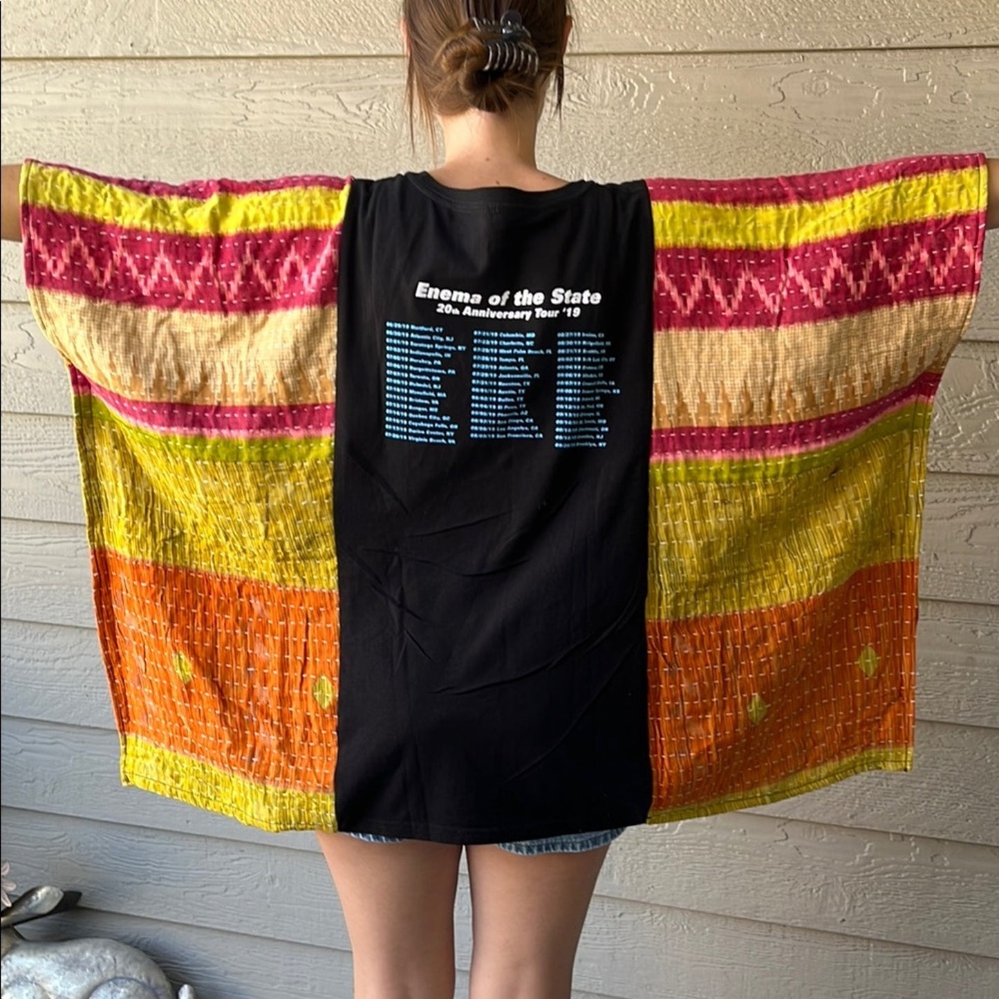 Blink 182 Upcycled Kantha Tunic Top Shirt OS Handmade Bohemian Hippie