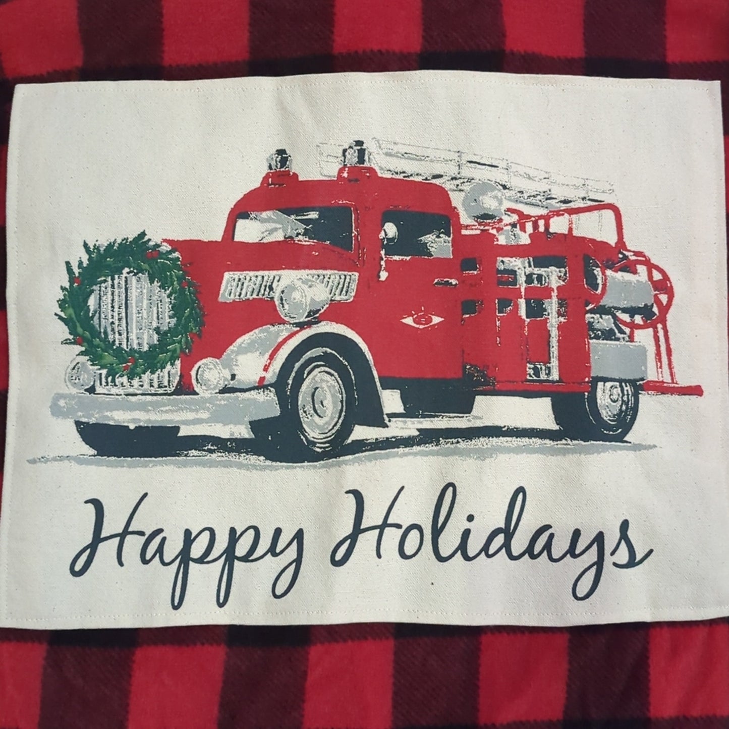 Christmas Firetruck Upcycled Fleece jacket / shirt  Size 2XL