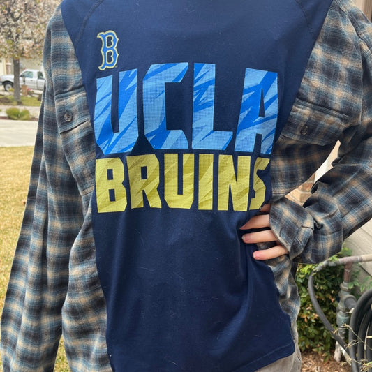 UCLA College Flannel Sweatshirt Shirt Upcycled unisex no Size