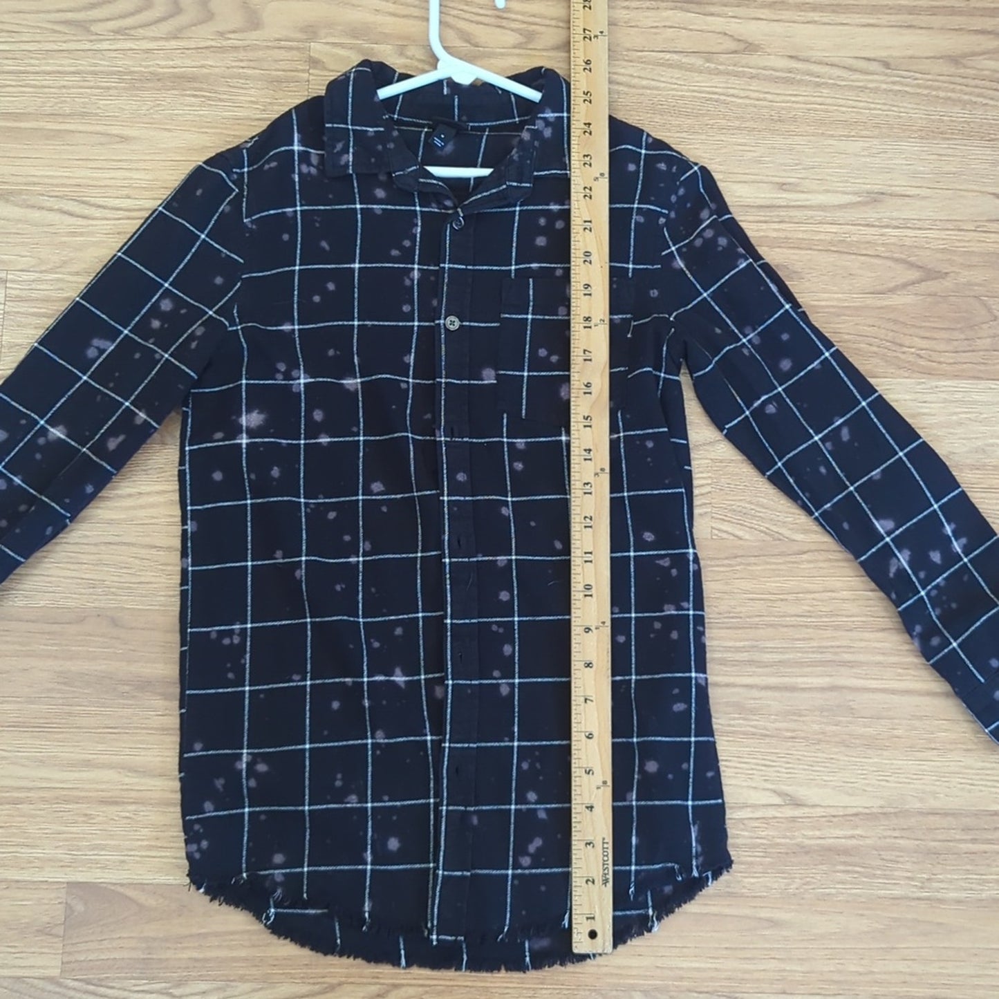Ninja or Nice ? Holiday Flannel Shirt upcycled Bleached unisex Size Medium