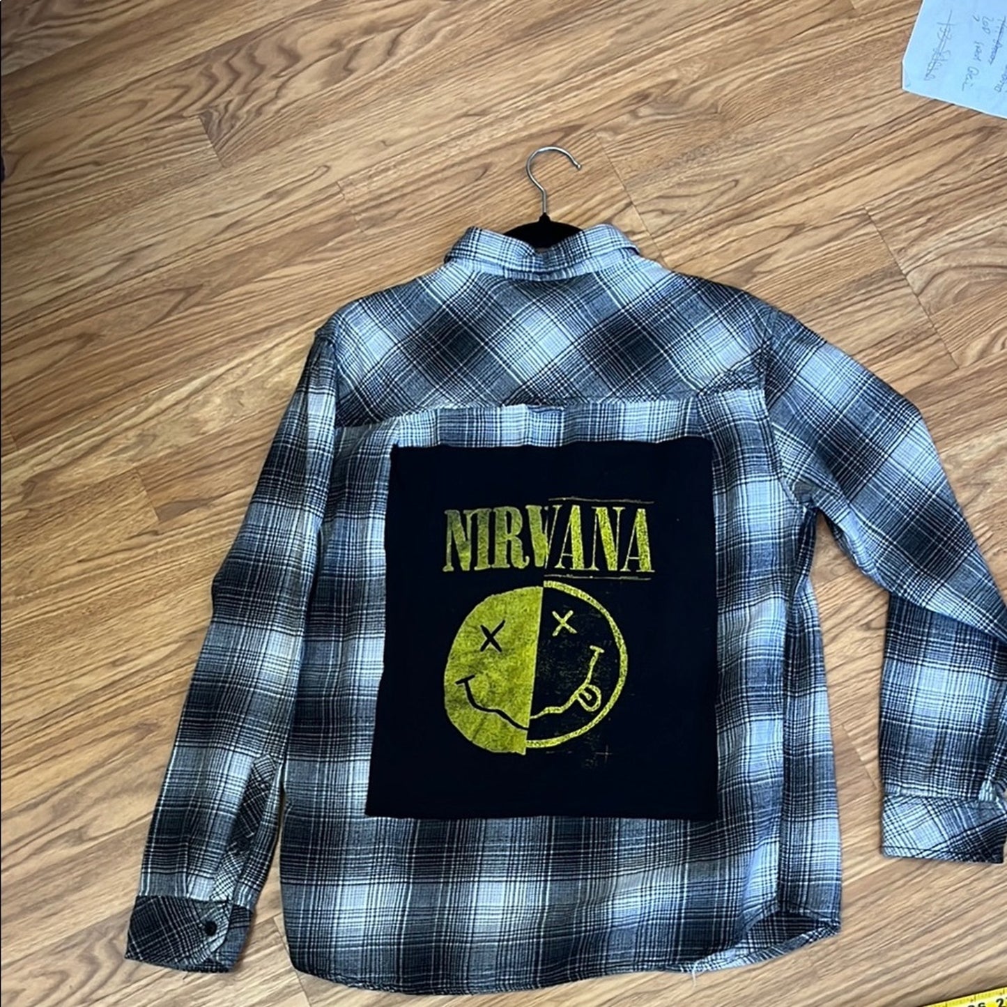 Nirvana Upcycled Flannel Shirt Handmade Unisex Size Small S