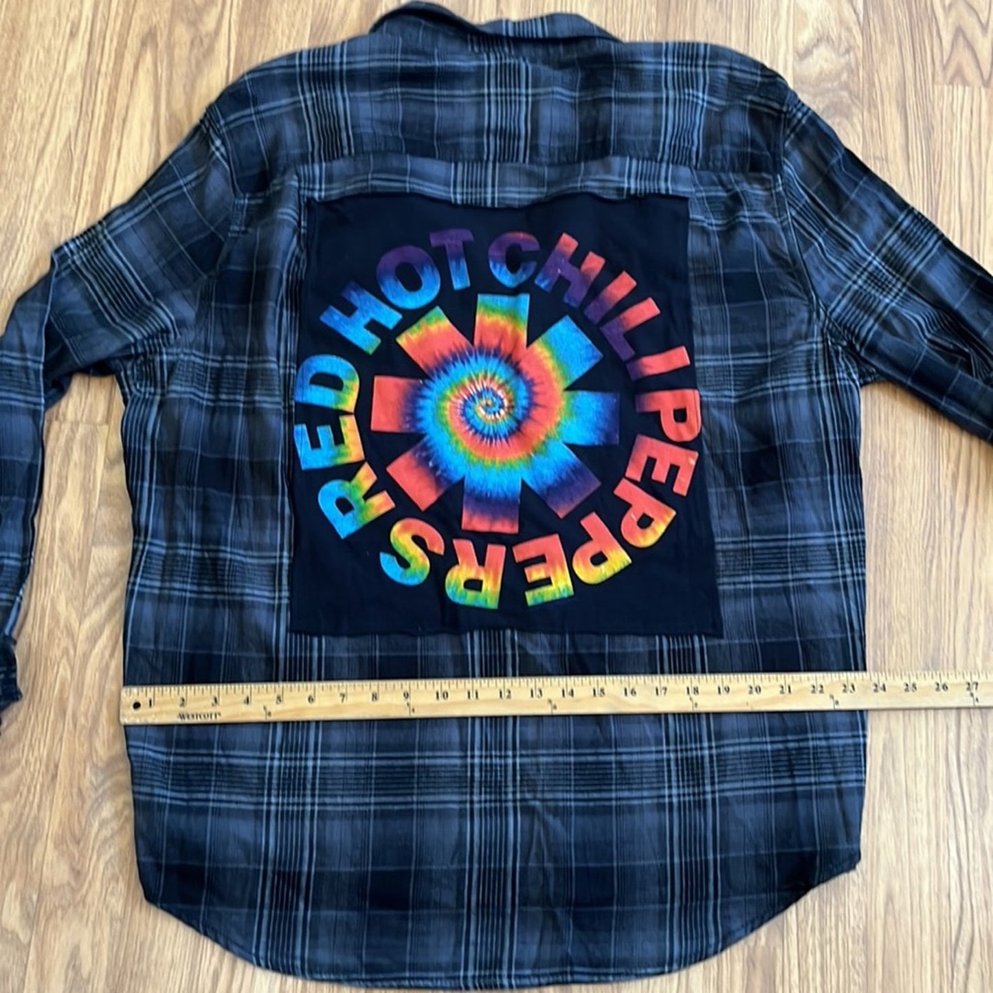 Red Hot Chilie Peppers Flannel Shirt upcycled one of a kind unisex 3XL