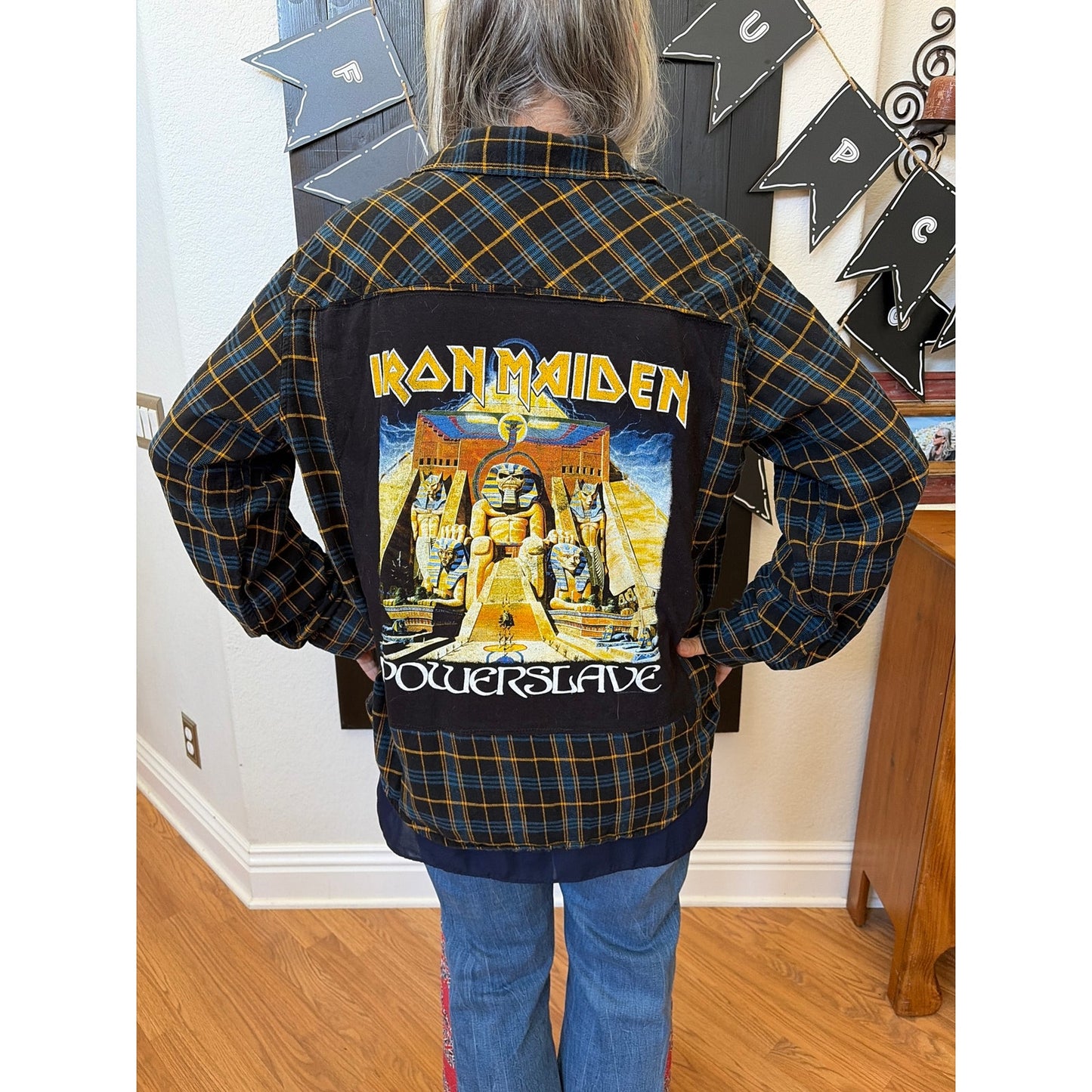 Iron Maiden Upcycled Flannel Shirt Unisex Large L