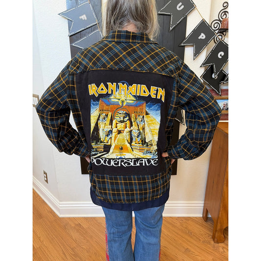 Iron Maiden Upcycled Flannel Shirt Unisex Large L