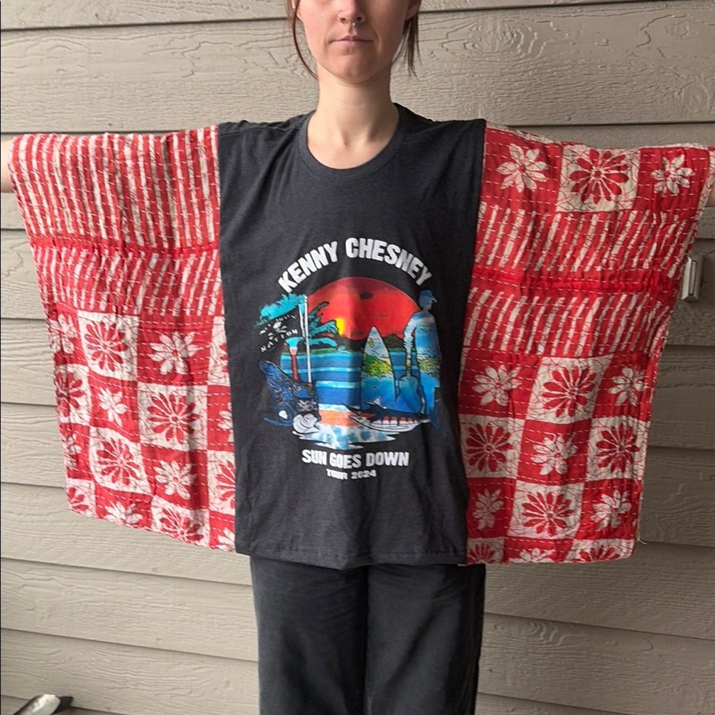 Kenny Chesney Upcycled Kantha Tunic Top Shirt OS Handmade Bohemian Hippie