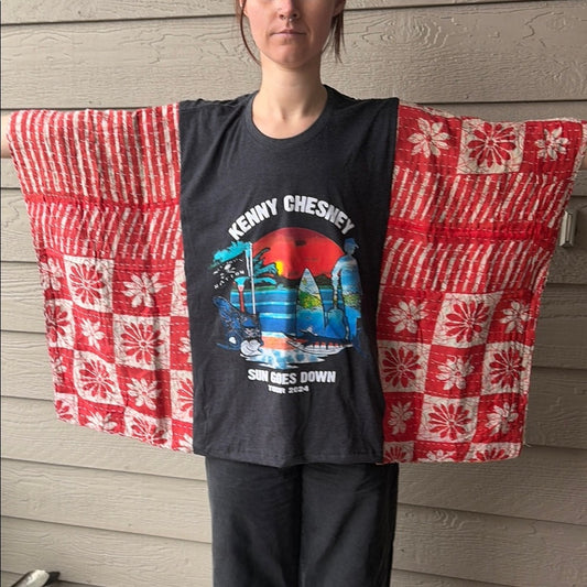 Kenny Chesney Upcycled Kantha Tunic Top Shirt OS Handmade Bohemian Hippie