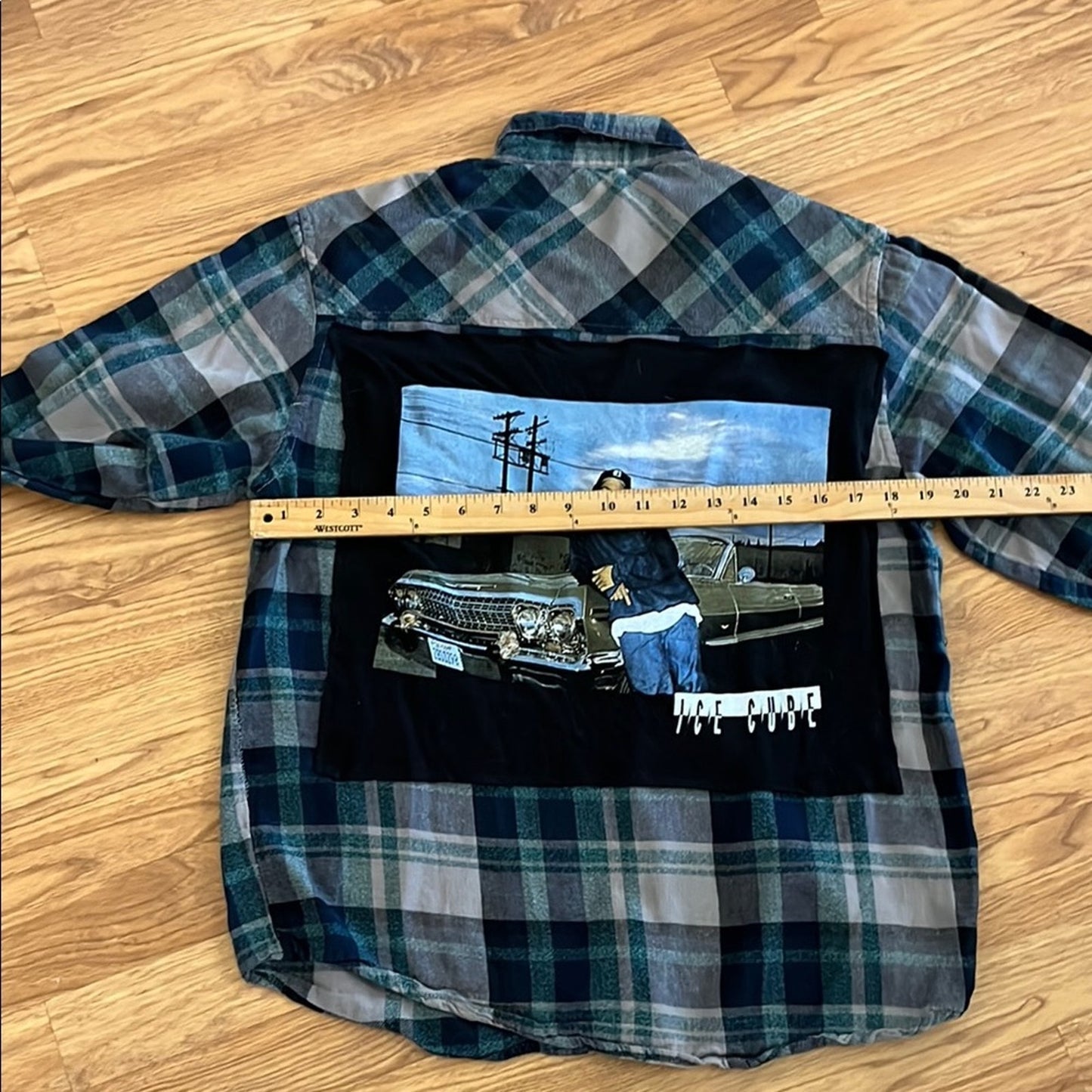 Ice Cube Flannel Shirt upcycled unisex Size XL