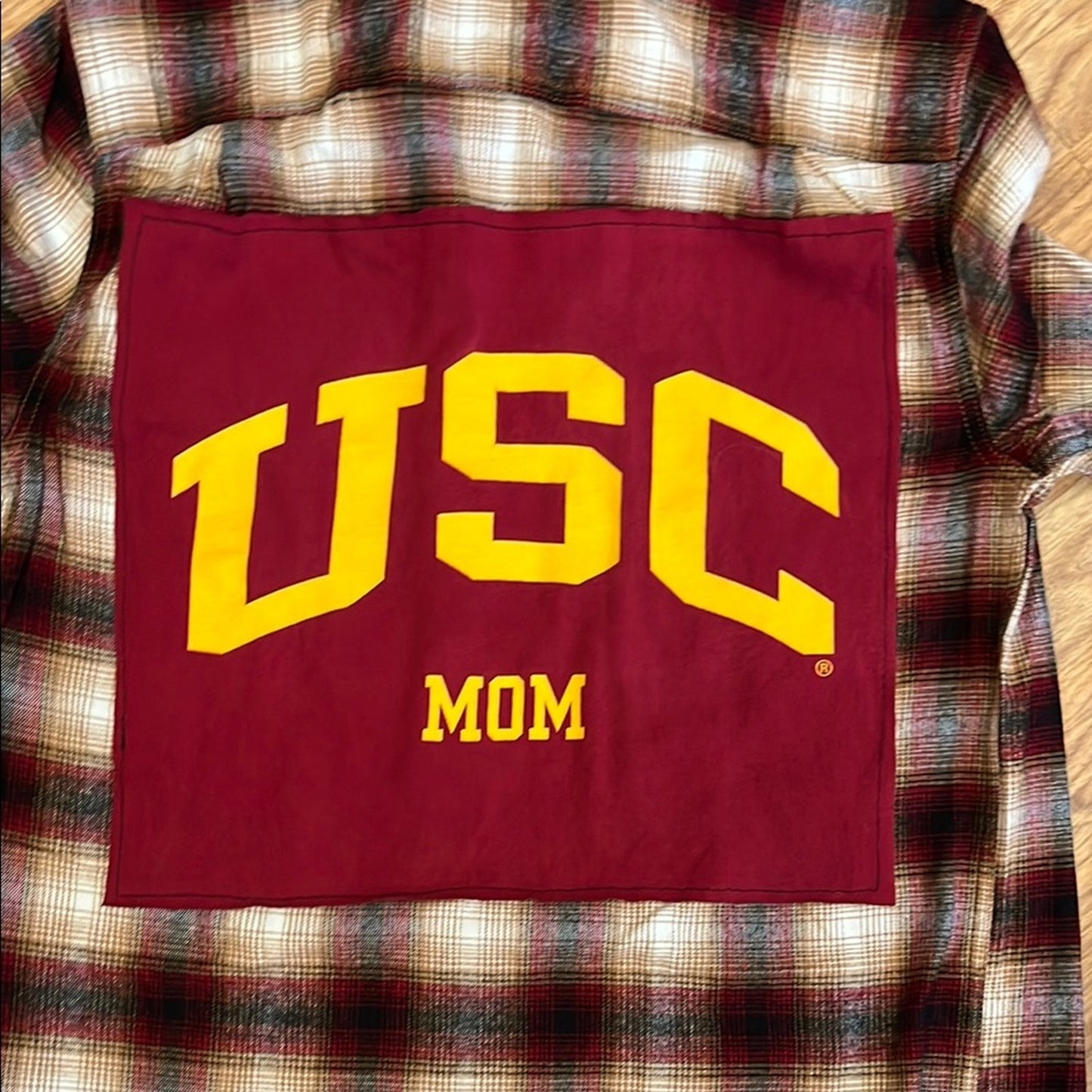 USC Trojans Mom Upcycled Flannel Shirt Unisex Size Small