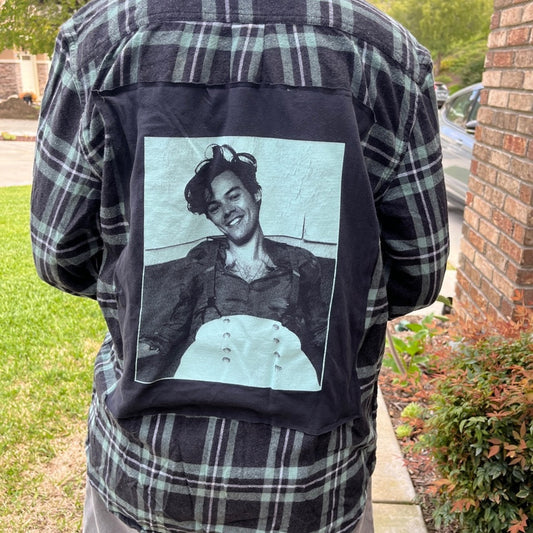 Harry Styles upcycled Flannel Shirt Unisex Size Medium M