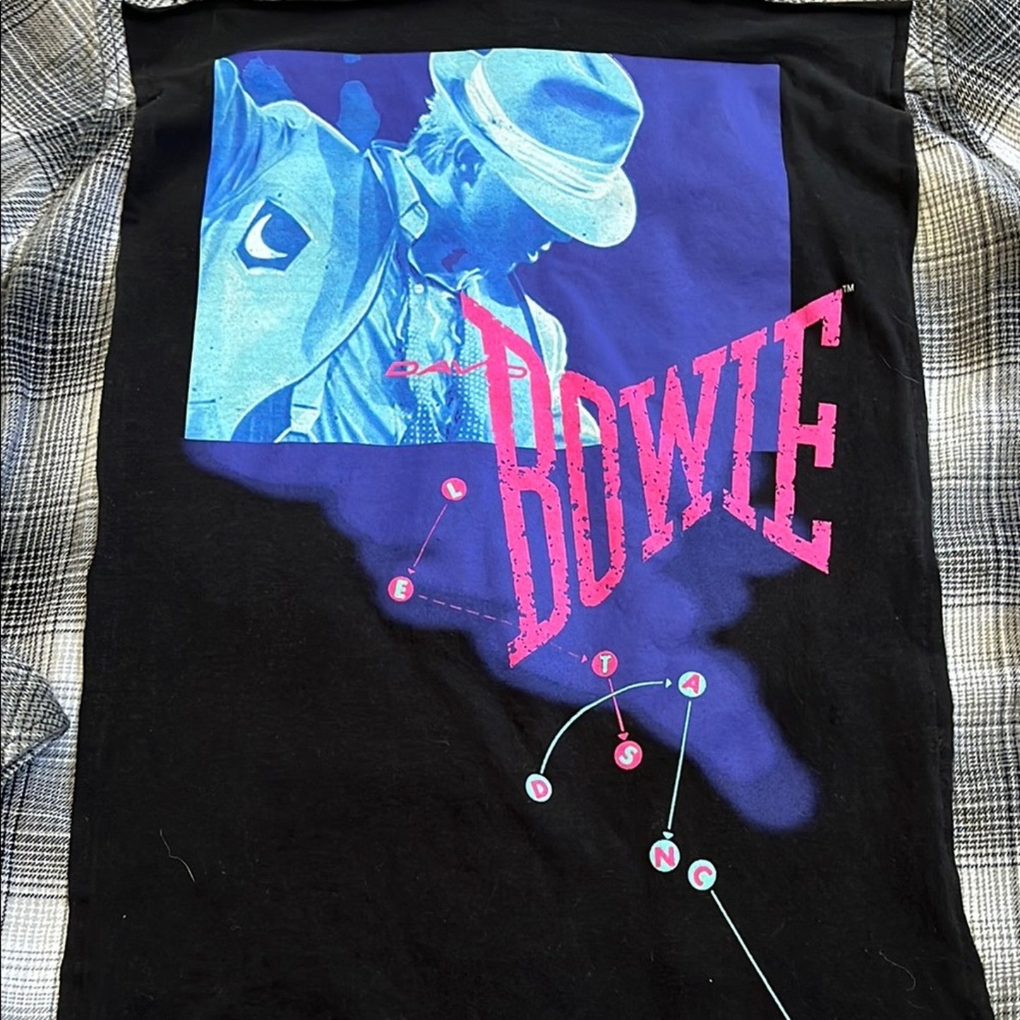 David Bowie Flannel Shirt upcycled unisex Size Medium M