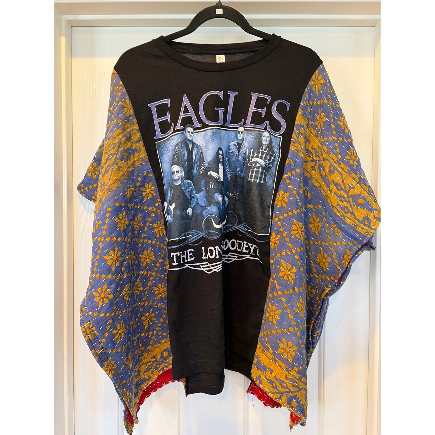 Eagles Upcycled Kantha Tunic Top Shirt OS Handmade Boho