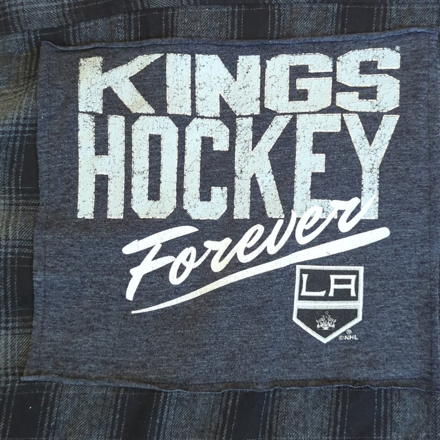 LA Kings Hockey Flannel Shirt upcycled unisex size medium