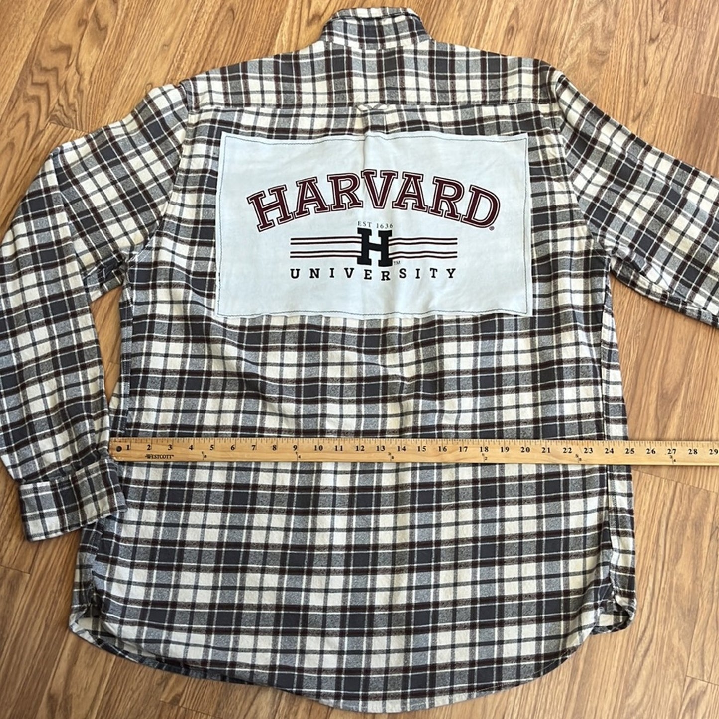 Harvard University Flannel Shirt upcycled one of a kind size XL