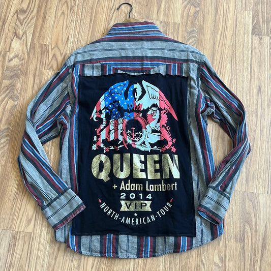 Queen & Adam Lambert Flannel Upcycled one of a kind size men’s / unisex XL