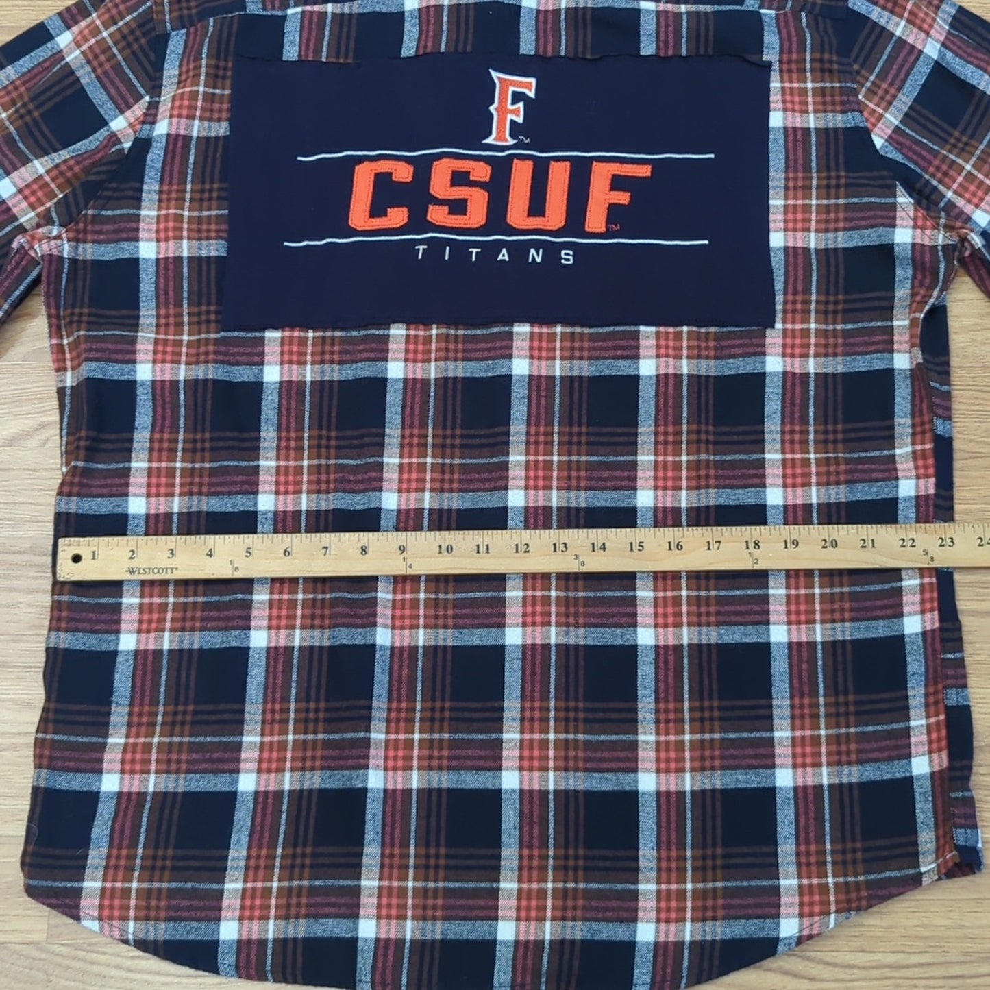 CSUF Cal State Fullerton Flannel Shirt upcycled one of a kind Size XL